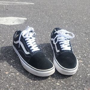 Vans Black and White Low-Top Skate Sneakers